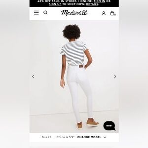 NWT Madewell 25T 10” High-Rise Skinny